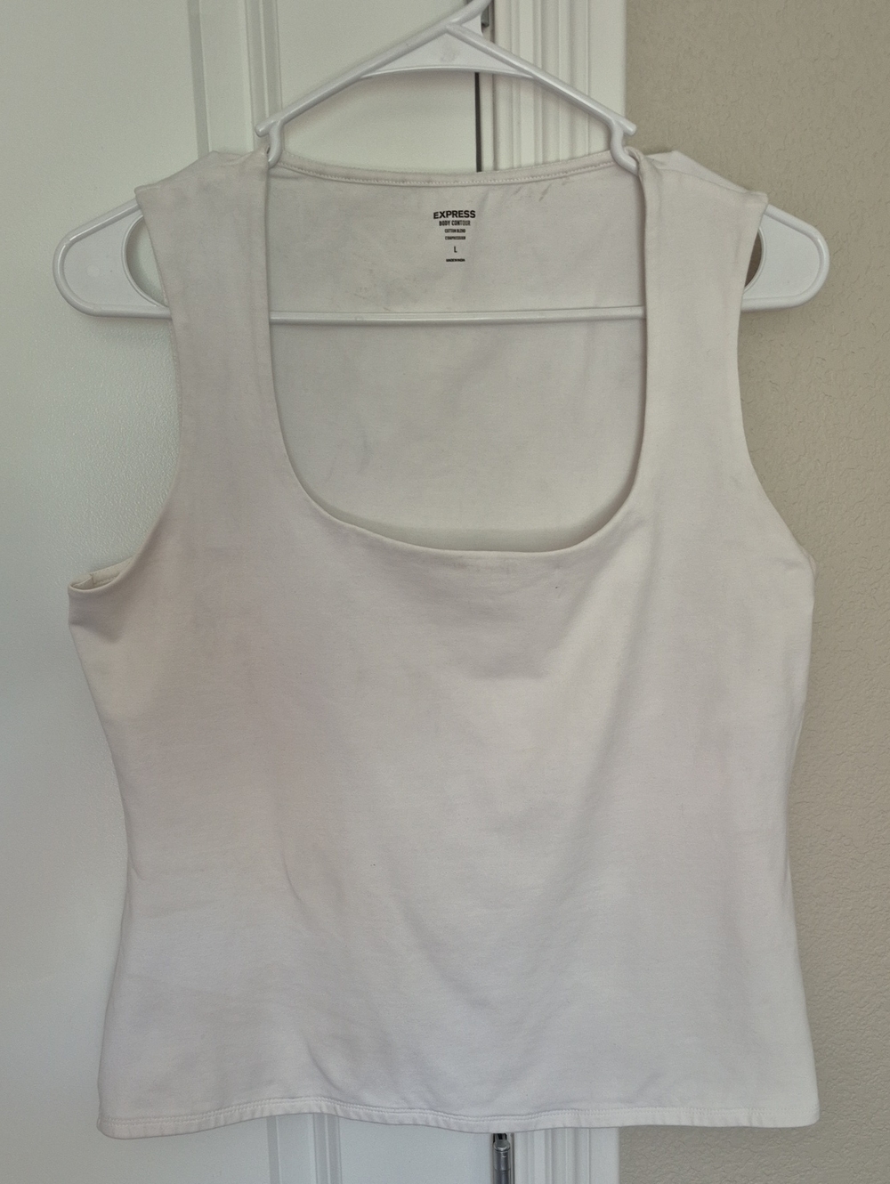 Express Scoop Neck White Compression Tank Top - Women's
